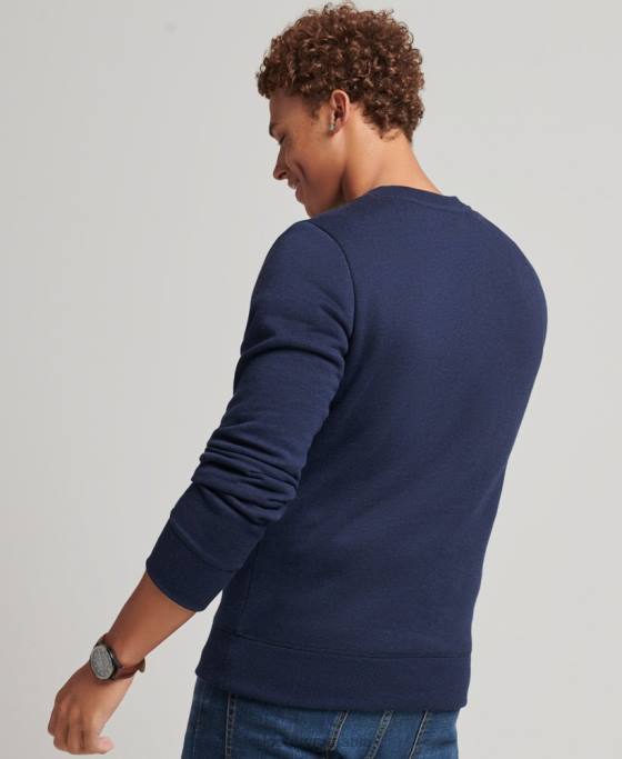 Superdry hanorac pentru echipaj cu logo esențial din bumbac organic îmbrăcăminte marina bărbați JX0Z5020