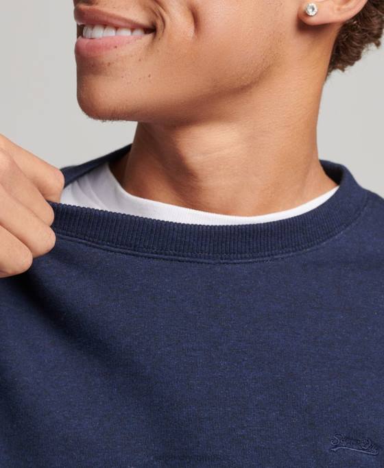 Superdry hanorac pentru echipaj cu logo esențial din bumbac organic îmbrăcăminte marina bărbați JX0Z5020