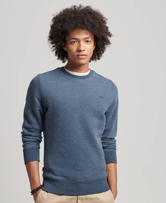 Superdry hanorac pentru echipaj cu logo esențial din bumbac organic îmbrăcăminte marina bărbați JX0Z5165