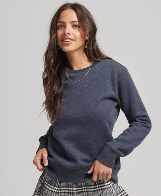 Superdry hanorac pentru echipaj cu logo esențial din bumbac organic îmbrăcăminte marina femei JX0Z6114