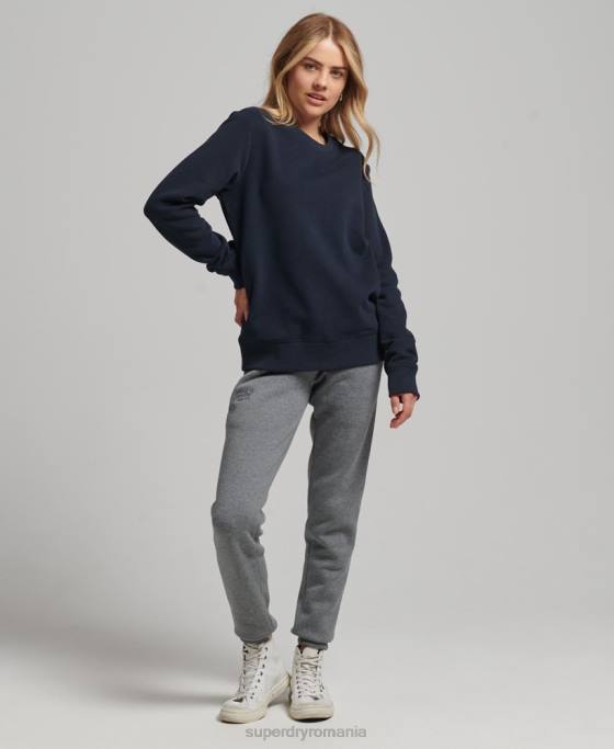 Superdry hanorac pentru echipaj cu logo esențial din bumbac organic îmbrăcăminte marina femei JX0Z6115