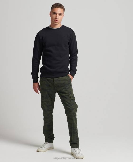 Superdry hanorac pentru echipaj cu logo esențial din bumbac organic îmbrăcăminte negru bărbați JX0Z701