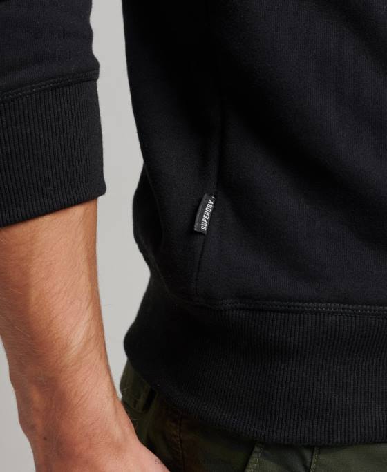 Superdry hanorac pentru echipaj cu logo esențial din bumbac organic îmbrăcăminte negru bărbați JX0Z701