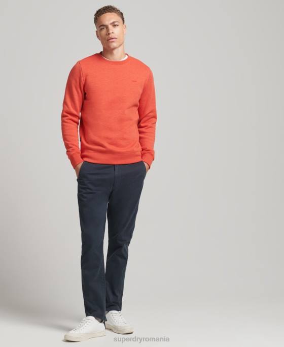 Superdry hanorac pentru echipaj cu logo esențial din bumbac organic îmbrăcăminte portocale bărbați JX0Z4995
