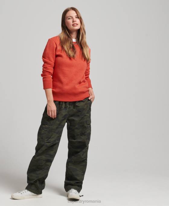 Superdry hanorac pentru echipaj cu logo esențial din bumbac organic îmbrăcăminte portocale femei JX0Z5799