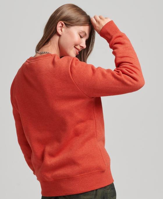 Superdry hanorac pentru echipaj cu logo esențial din bumbac organic îmbrăcăminte portocale femei JX0Z5799