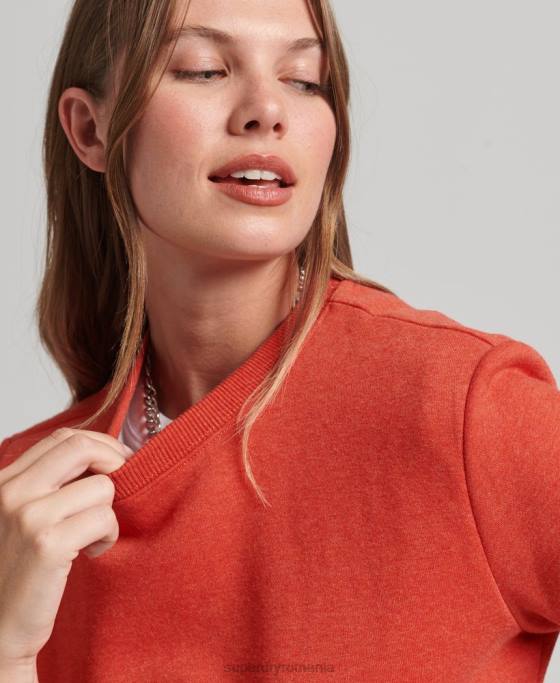 Superdry hanorac pentru echipaj cu logo esențial din bumbac organic îmbrăcăminte portocale femei JX0Z5799