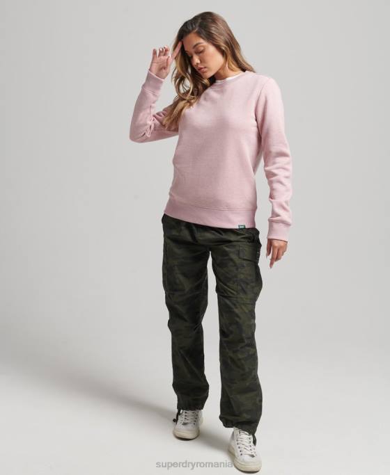 Superdry hanorac pentru echipaj cu logo esențial din bumbac organic îmbrăcăminte roz femei JX0Z5916