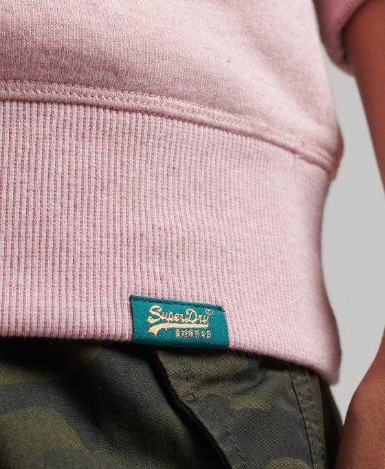 Superdry hanorac pentru echipaj cu logo esențial din bumbac organic îmbrăcăminte roz femei JX0Z5916