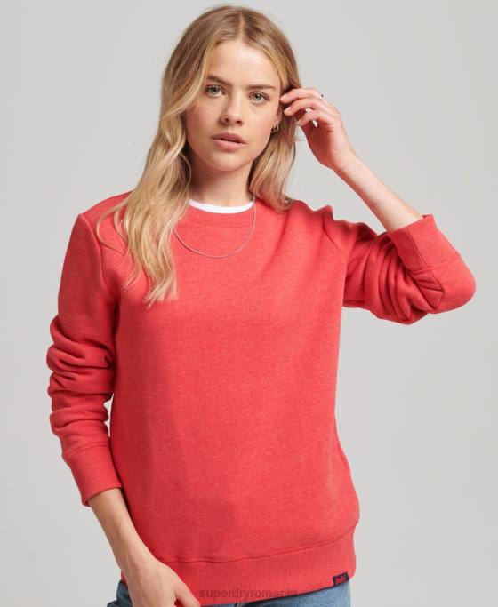 Superdry hanorac pentru echipaj cu logo esențial din bumbac organic îmbrăcăminte roșu femei JX0Z5987