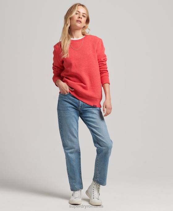 Superdry hanorac pentru echipaj cu logo esențial din bumbac organic îmbrăcăminte roșu femei JX0Z5987