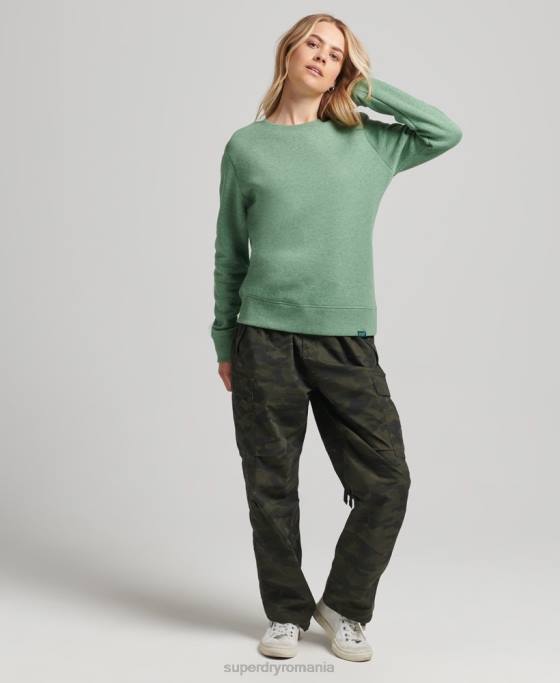 Superdry hanorac pentru echipaj cu logo esențial din bumbac organic îmbrăcăminte verde femei JX0Z5980