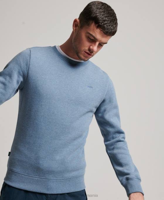 Superdry hanorac pentru echipaj cu logo vintage brodat îmbrăcăminte albastru deschis bărbați JX0Z496