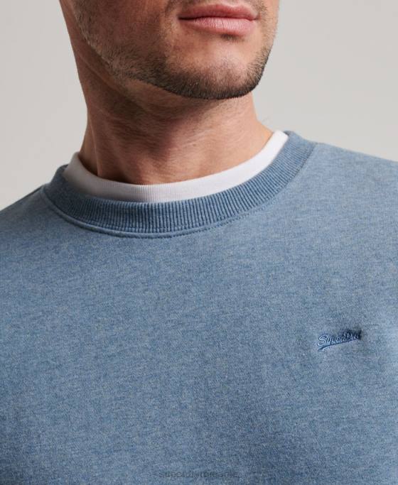 Superdry hanorac pentru echipaj cu logo vintage brodat îmbrăcăminte albastru deschis bărbați JX0Z496