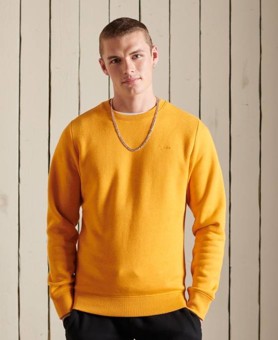 Superdry hanorac pentru echipaj cu logo vintage brodat îmbrăcăminte galben bărbați JX0Z5218