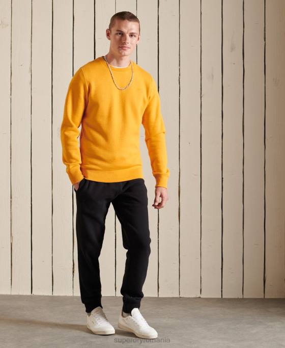 Superdry hanorac pentru echipaj cu logo vintage brodat îmbrăcăminte galben bărbați JX0Z5218