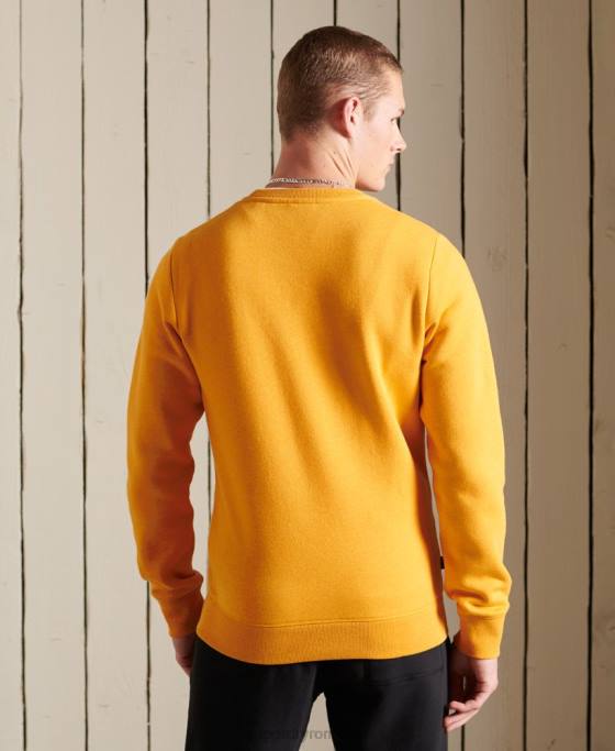 Superdry hanorac pentru echipaj cu logo vintage brodat îmbrăcăminte galben bărbați JX0Z5218