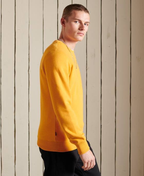 Superdry hanorac pentru echipaj cu logo vintage brodat îmbrăcăminte galben bărbați JX0Z5218