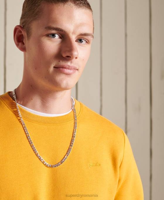Superdry hanorac pentru echipaj cu logo vintage brodat îmbrăcăminte galben bărbați JX0Z5218