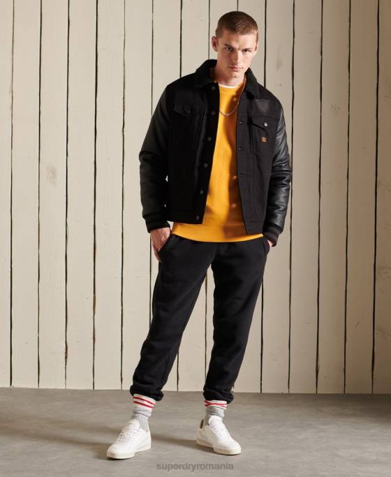 Superdry hanorac pentru echipaj cu logo vintage brodat îmbrăcăminte galben bărbați JX0Z5218