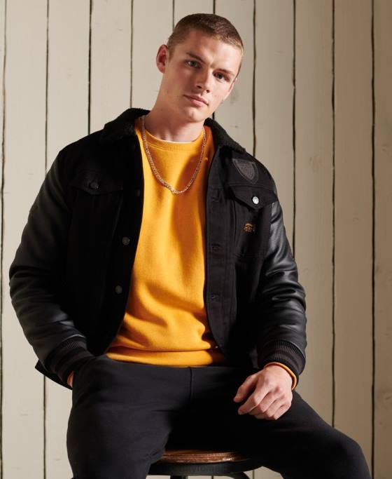 Superdry hanorac pentru echipaj cu logo vintage brodat îmbrăcăminte galben bărbați JX0Z5218