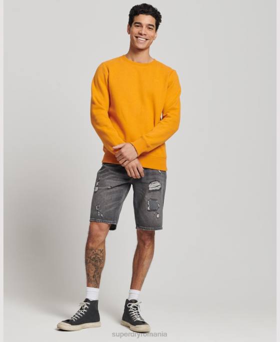 Superdry hanorac pentru echipaj cu logo vintage brodat îmbrăcăminte galben bărbați JX0Z523