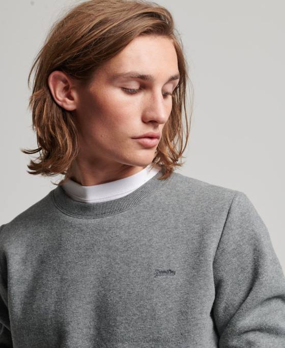 Superdry hanorac pentru echipaj cu logo vintage brodat îmbrăcăminte gri bărbați JX0Z532