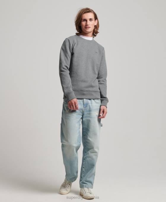 Superdry hanorac pentru echipaj cu logo vintage brodat îmbrăcăminte gri bărbați JX0Z532
