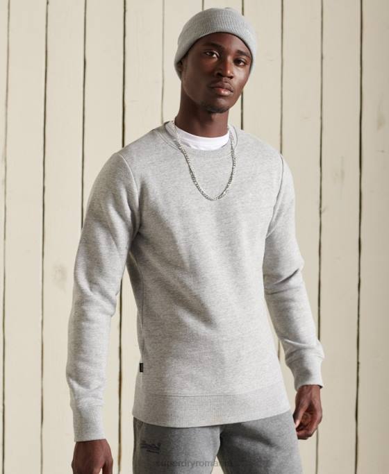Superdry hanorac pentru echipaj cu logo vintage brodat îmbrăcăminte gri bărbați JX0Z750