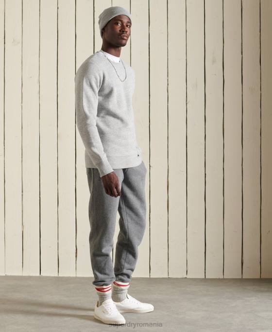 Superdry hanorac pentru echipaj cu logo vintage brodat îmbrăcăminte gri bărbați JX0Z750