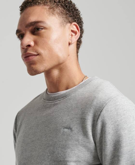 Superdry hanorac pentru echipaj cu logo vintage brodat îmbrăcăminte gri bărbați JX0Z751