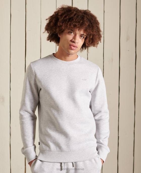 Superdry hanorac pentru echipaj cu logo vintage brodat îmbrăcăminte gri deschis bărbați JX0Z777