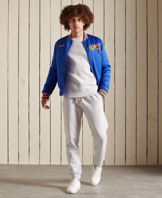 Superdry hanorac pentru echipaj cu logo vintage brodat îmbrăcăminte gri deschis bărbați JX0Z777