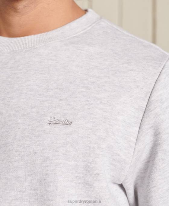 Superdry hanorac pentru echipaj cu logo vintage brodat îmbrăcăminte gri deschis bărbați JX0Z777