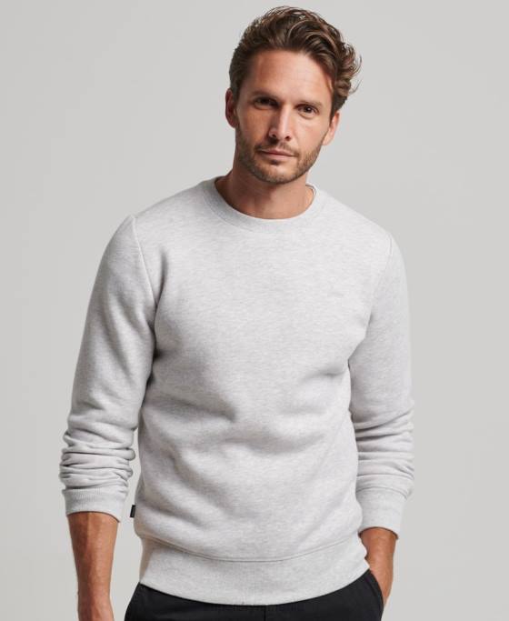 Superdry hanorac pentru echipaj cu logo vintage brodat îmbrăcăminte gri deschis bărbați JX0Z790