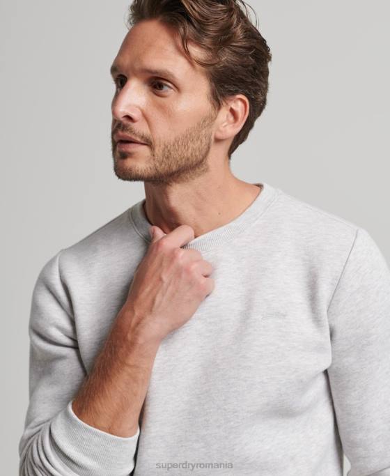 Superdry hanorac pentru echipaj cu logo vintage brodat îmbrăcăminte gri deschis bărbați JX0Z790