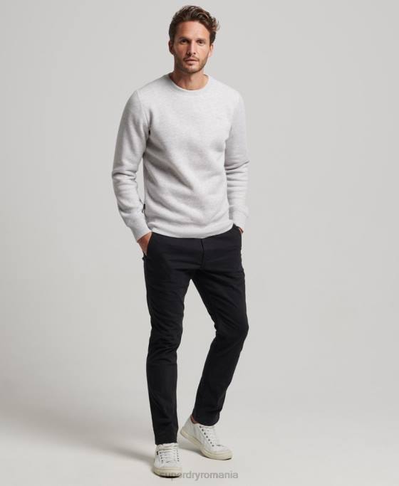 Superdry hanorac pentru echipaj cu logo vintage brodat îmbrăcăminte gri deschis bărbați JX0Z790