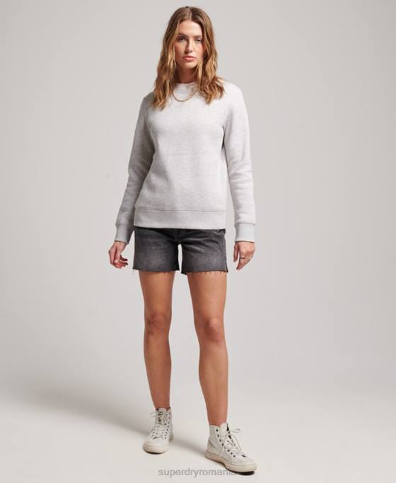 Superdry hanorac pentru echipaj cu logo vintage brodat îmbrăcăminte gri deschis femei JX0Z3429