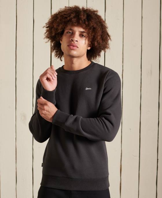 Superdry hanorac pentru echipaj cu logo vintage brodat îmbrăcăminte gri inchis bărbați JX0Z5214