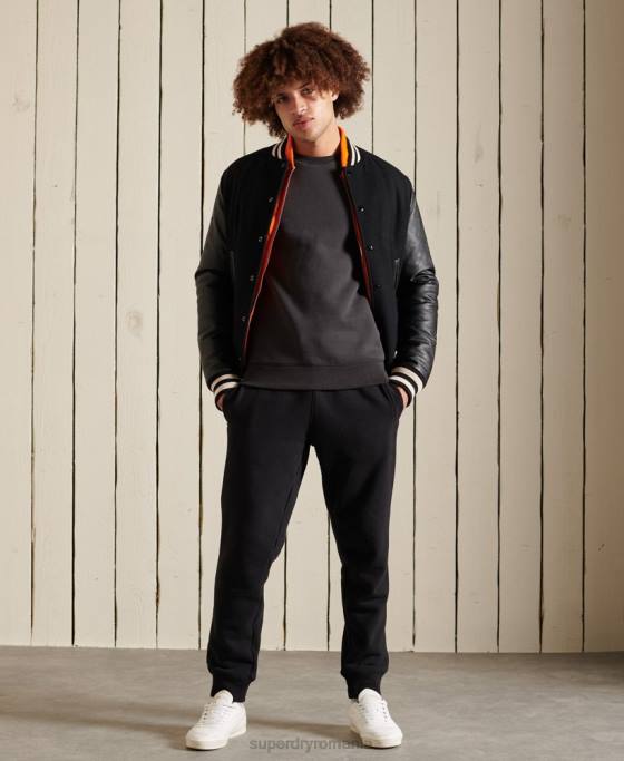 Superdry hanorac pentru echipaj cu logo vintage brodat îmbrăcăminte gri inchis bărbați JX0Z5214