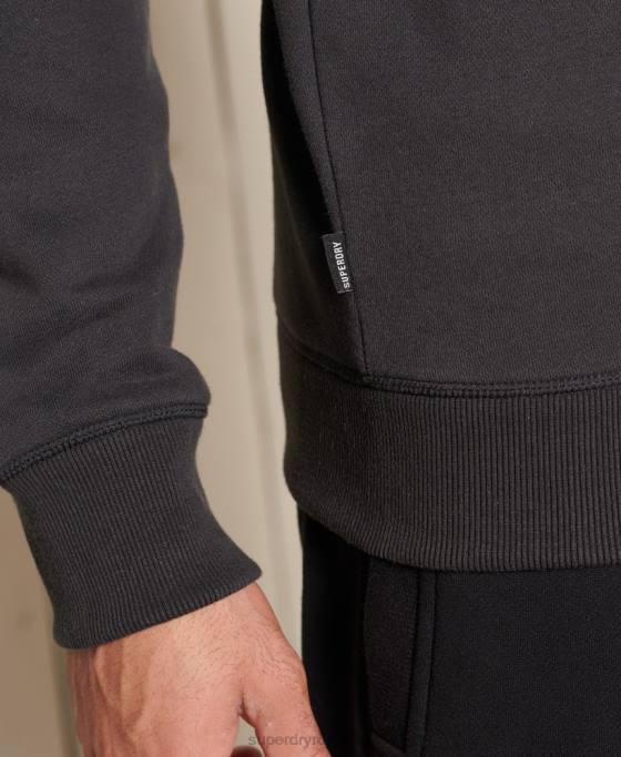Superdry hanorac pentru echipaj cu logo vintage brodat îmbrăcăminte gri inchis bărbați JX0Z5214