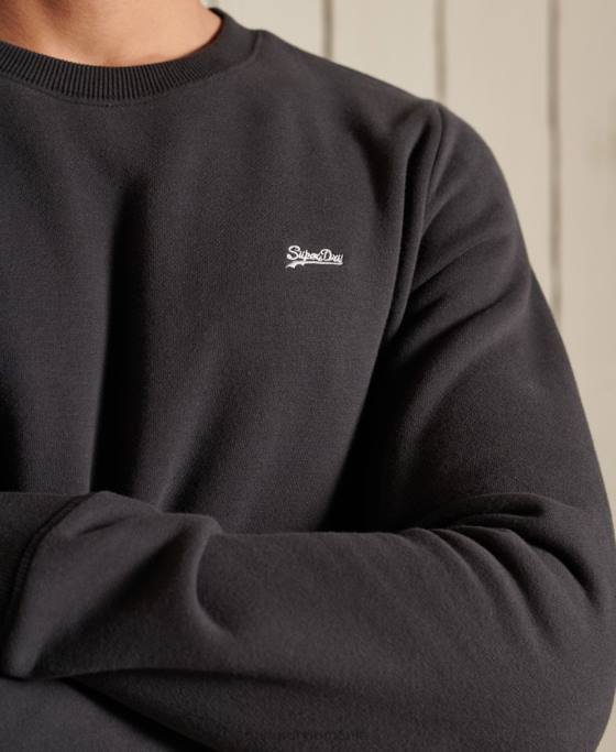 Superdry hanorac pentru echipaj cu logo vintage brodat îmbrăcăminte gri inchis bărbați JX0Z5214