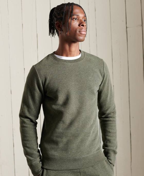 Superdry hanorac pentru echipaj cu logo vintage brodat îmbrăcăminte kaki bărbați JX0Z775