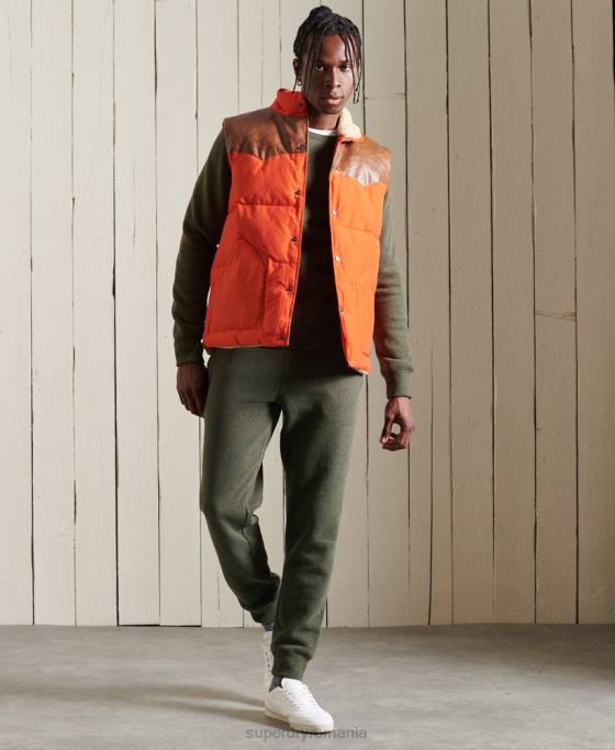 Superdry hanorac pentru echipaj cu logo vintage brodat îmbrăcăminte kaki bărbați JX0Z775