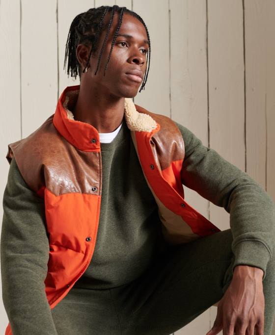 Superdry hanorac pentru echipaj cu logo vintage brodat îmbrăcăminte kaki bărbați JX0Z775