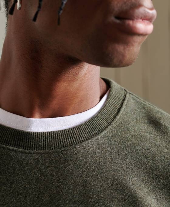 Superdry hanorac pentru echipaj cu logo vintage brodat îmbrăcăminte kaki bărbați JX0Z775