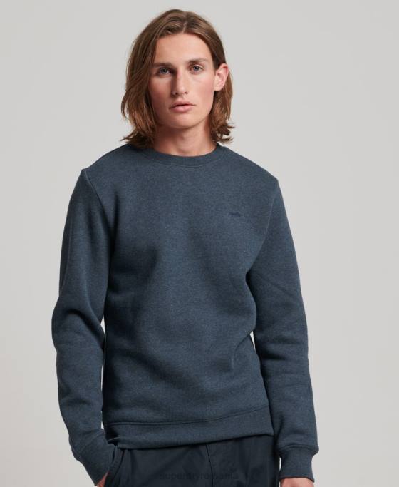 Superdry hanorac pentru echipaj cu logo vintage brodat îmbrăcăminte marina bărbați JX0Z614