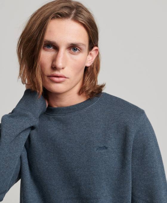 Superdry hanorac pentru echipaj cu logo vintage brodat îmbrăcăminte marina bărbați JX0Z614