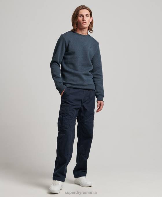 Superdry hanorac pentru echipaj cu logo vintage brodat îmbrăcăminte marina bărbați JX0Z614