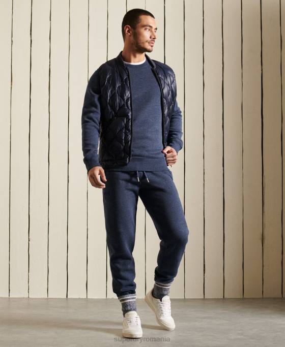 Superdry hanorac pentru echipaj cu logo vintage brodat îmbrăcăminte marina bărbați JX0Z715